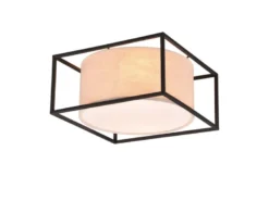 LED Deckenleuchte Metall mit Stoffschirm, Quadratisch 30x30cm