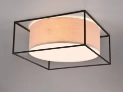 LED Deckenleuchte Metall mit Stoffschirm, Quadratisch 50x50cm