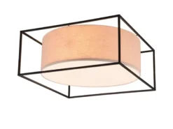 LED Deckenleuchte Metall mit Stoffschirm, Quadratisch 50x50cm