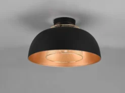 LED Deckenleuchte Metall Schwarz Gold mit Drahtgeflecht, Ø 35cm