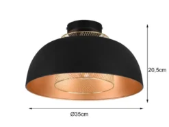 LED Deckenleuchte Metall Schwarz Gold mit Drahtgeflecht, Ø 35cm