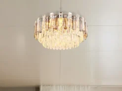 LED Deckenleuchte mit Acryl Kristallen und Rauchglas Stäben, Ø 39cm