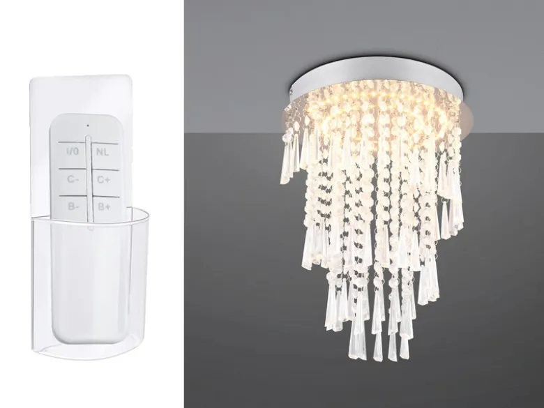 LED Deckenleuchte mit Acryl Kristallbehang und Fernbedienung, Ø 30cm