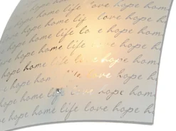 LED Deckenleuchte mit Glasschirm Weiß & Schriftdekor, Quadrat 30cm