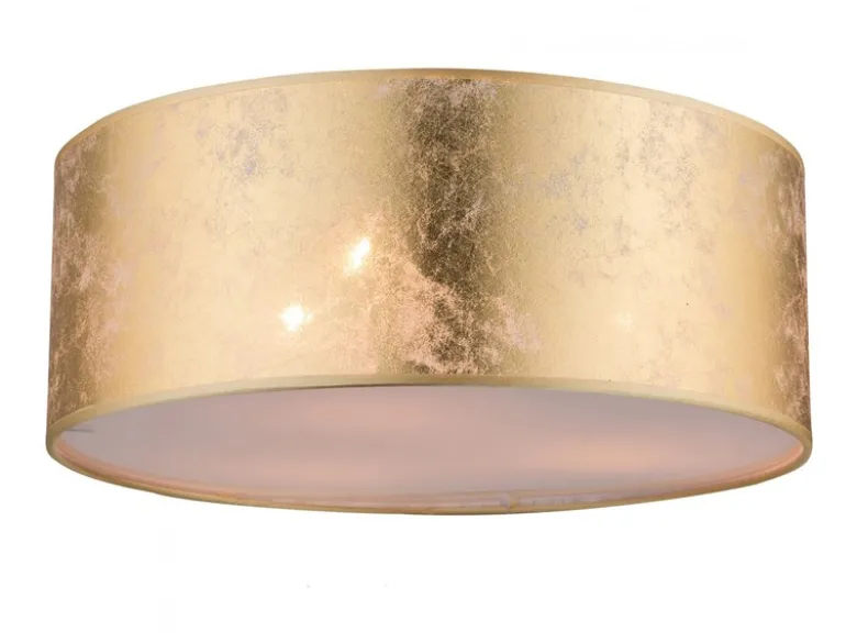 LED Deckenleuchte mit Stoff Lampenschirm goldfarbig, Ø 40cm