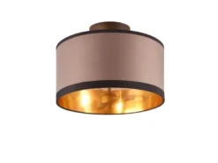 LED Deckenleuchte mit Stoffschirm in Taupe/Gold, Ø 30cm