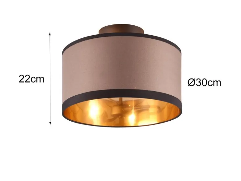 LED Deckenleuchte mit Stoffschirm in Taupe/Gold, Ø 30cm