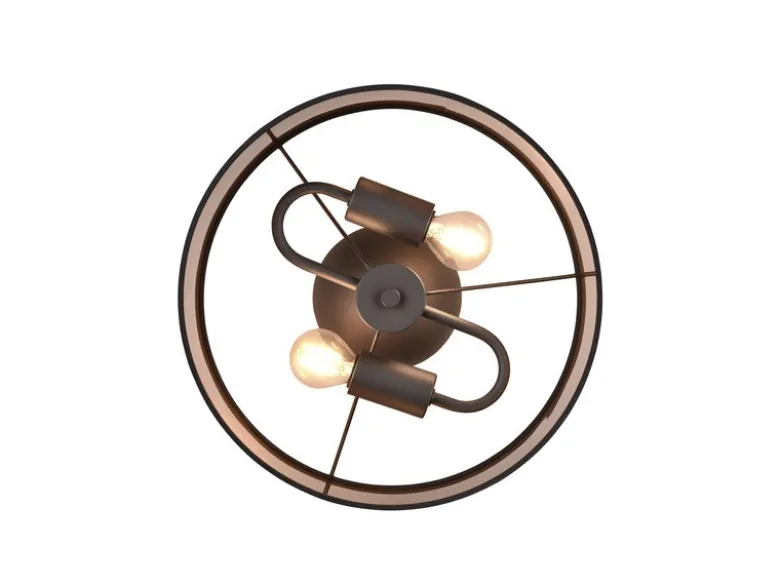 LED Deckenleuchte mit Stoffschirm in Taupe/Gold, Ø 30cm