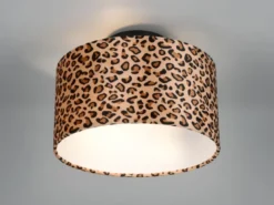 LED Deckenleuchte mit Stoffschirm Leopardenmuster, Ø 30cm