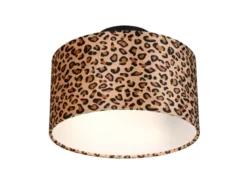 LED Deckenleuchte mit Stoffschirm Leopardenmuster, Ø 30cm