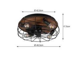 LED Deckenleuchte mit Ventilator, Fernbedienung & Timer 3 Stufen, Ø 48cm
