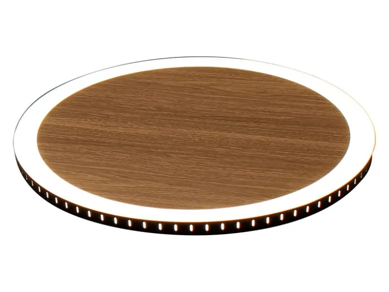LED Deckenleuchte MOON für Wand & Decke Holzoptik 3 Stufen dimmbar, Ø 40cm