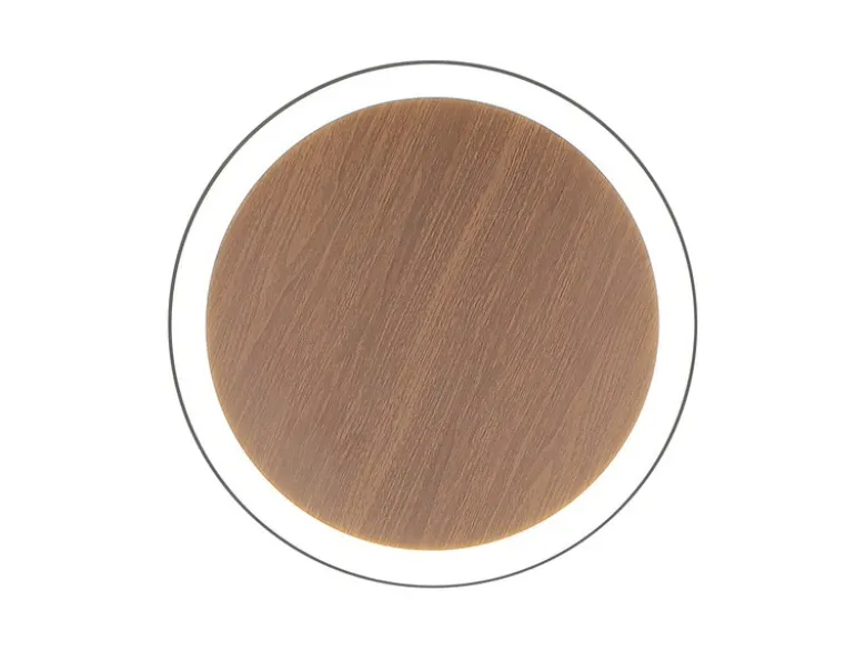 LED Deckenleuchte MOON für Wand & Decke Holzoptik 3 Stufen dimmbar, Ø 40cm