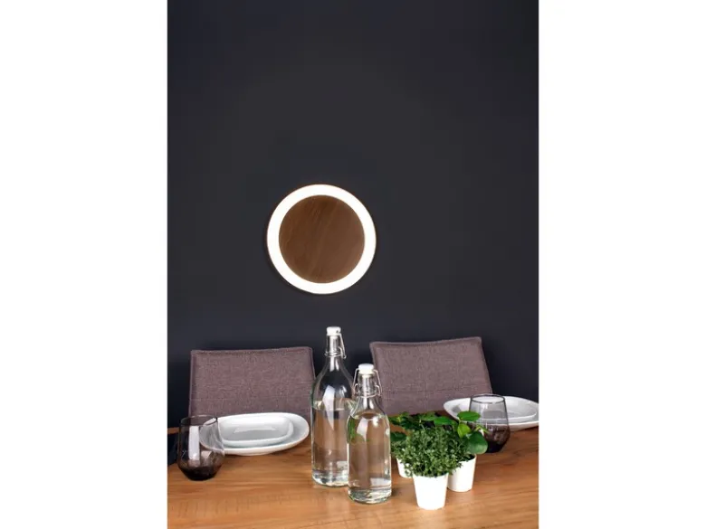 LED Deckenleuchte MOON für Wand & Decke Holzoptik 3 Stufen dimmbar, Ø 40cm