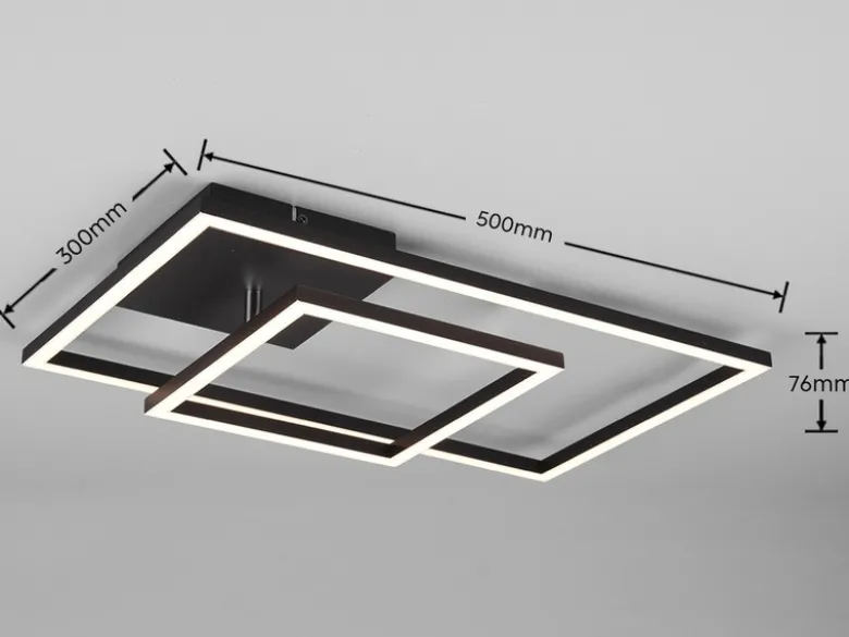 LED Deckenleuchte PADELLA Schwarz dimmbar Warmweiß, Breite 63cm