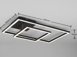 LED Deckenleuchte PADELLA Schwarz dimmbar Neutralweiß, Breite 63cm