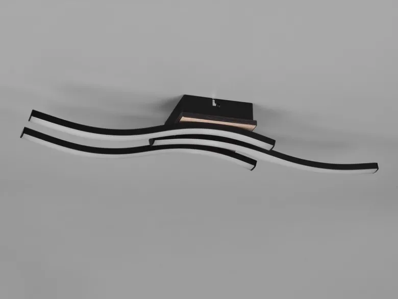 LED Deckenleuchte ROUTE flach Schwarz 3 flammig Warmweiß, Breite 56cm