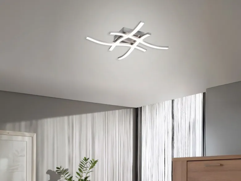 LED Deckenleuchte ROUTE 4 flammig Metall Silber Neutralweiß, Breite 46cm
