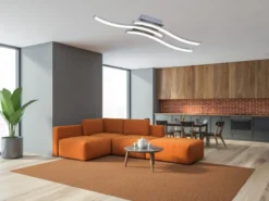LED Deckenleuchte ROUTE Metall Silber, 3-flammig Warmweiß, Breite 56cm