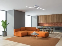 LED Deckenleuchte ROUTE Metall Silber 2-flammig, Warmweiß, Breite 56cm