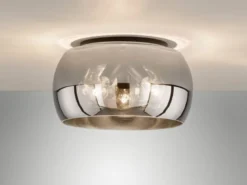 LED Deckenleuchte rund aus Rauchglas Industrial, Ø 40cm