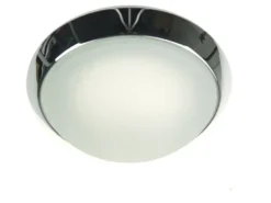 LED Deckenleuchte rund, Glas satiniert mit Klarrand, Dekorring Chrom, Ø 25cm