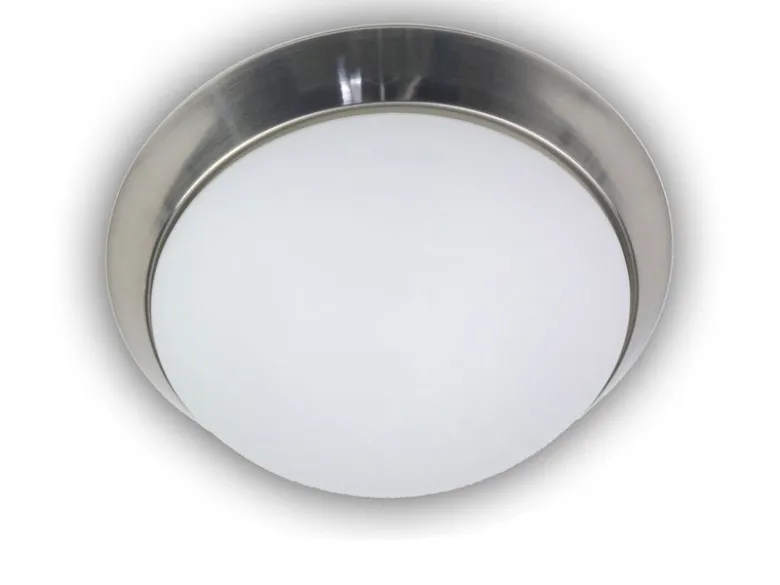 LED-Deckenleuchte rund, Opalglas matt, Dekorring Nickel matt, Ø 30cm