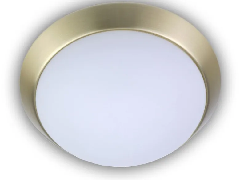 LED-Deckenleuchte rund, Opalglas matt, Dekorring Messing matt, Ø 40cm