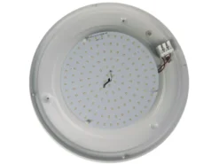 LED-Deckenleuchte rund, Opalglas matt, Dekorring Messing poliert, Ø 35cm
