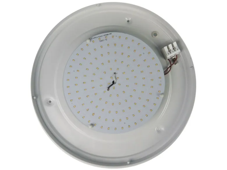 LED-Deckenleuchte rund, Schliffglas satiniert, Dekorring Messing poliert, Ø 35cm
