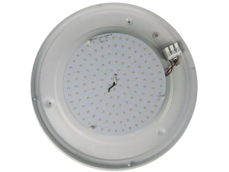 LED-Deckenleuchte rund, Schliffglas satiniert, Dekorring Altmessing, Ø 25cm