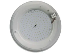 LED-Deckenleuchte rund, Schliffglas satiniert, Dekorring Messing matt, Ø 25cm