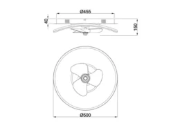 LED Deckenleuchte Schwarz mit Ventilator und Fernbedienung, Ø 50cm