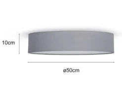 LED Deckenleuchte Stoff Grau / Abdeckung satiniert, Ø 50cm