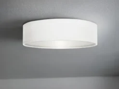 LED Deckenleuchte Stoff Weiß / Abdeckung satiniert, Ø 40cm
