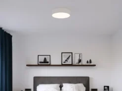 LED Deckenleuchte Stoff Weiß / Abdeckung satiniert, Ø 40cm