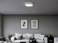 LED Deckenleuchte Stoff Weiß / Abdeckung satiniert, Ø 40cm
