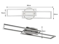 LED Deckenleuchte TWISTER Schwarz dimmbar, Lichtfarbe einstellbar, Breite 90cm