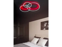 LED Deckenleuchte WINONA 3 Ringe Silber, dimmbar mit Fernbedienung Breite 78cm