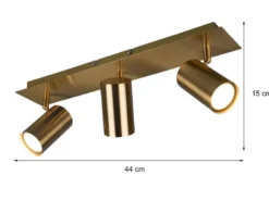 LED Deckenstrahler Altmessing 3-flammig, Breite 48cm