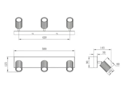 LED Deckenstrahler 3-flammig aus Metall Schwarz, Breite 50cm