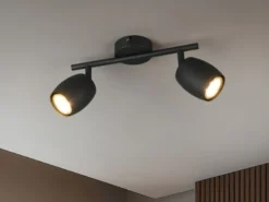 LED Deckenstrahler 2-flammig aus Metall Schwarz, Breite 27,5cm