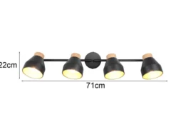 LED Deckenstrahler 4-flammig aus Metall Schwarz innen Gold, Breite 71cm