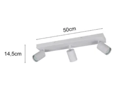 LED Deckenstrahler 3-flammig aus Metall Weiß, Breite 50cm