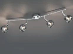 LED Deckenstrahler 4-flammig dimmbar, Chrom mit Rauchglas, Breite 85cm