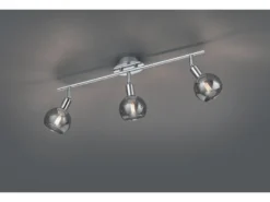 LED Deckenstrahler 3-flammig dimmbar, Chrom mit Rauchglas, Breite 58cm
