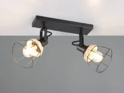 LED Deckenstrahler 2-flammig, Gitter Lampenschirme & Rattan, Breite 36cm