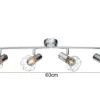 LED Deckenstrahler 4-flammig, Gitter Silber Chrom Industrial, Breite 60cm