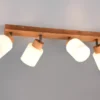 LED Deckenstrahler 4 flammig Korpus Holz & Glasschirme Weiß, Breite 60cm