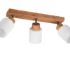 LED Deckenstrahler 3 flammig Korpus Holz & Glasschirme Weiß, Breite 45cm